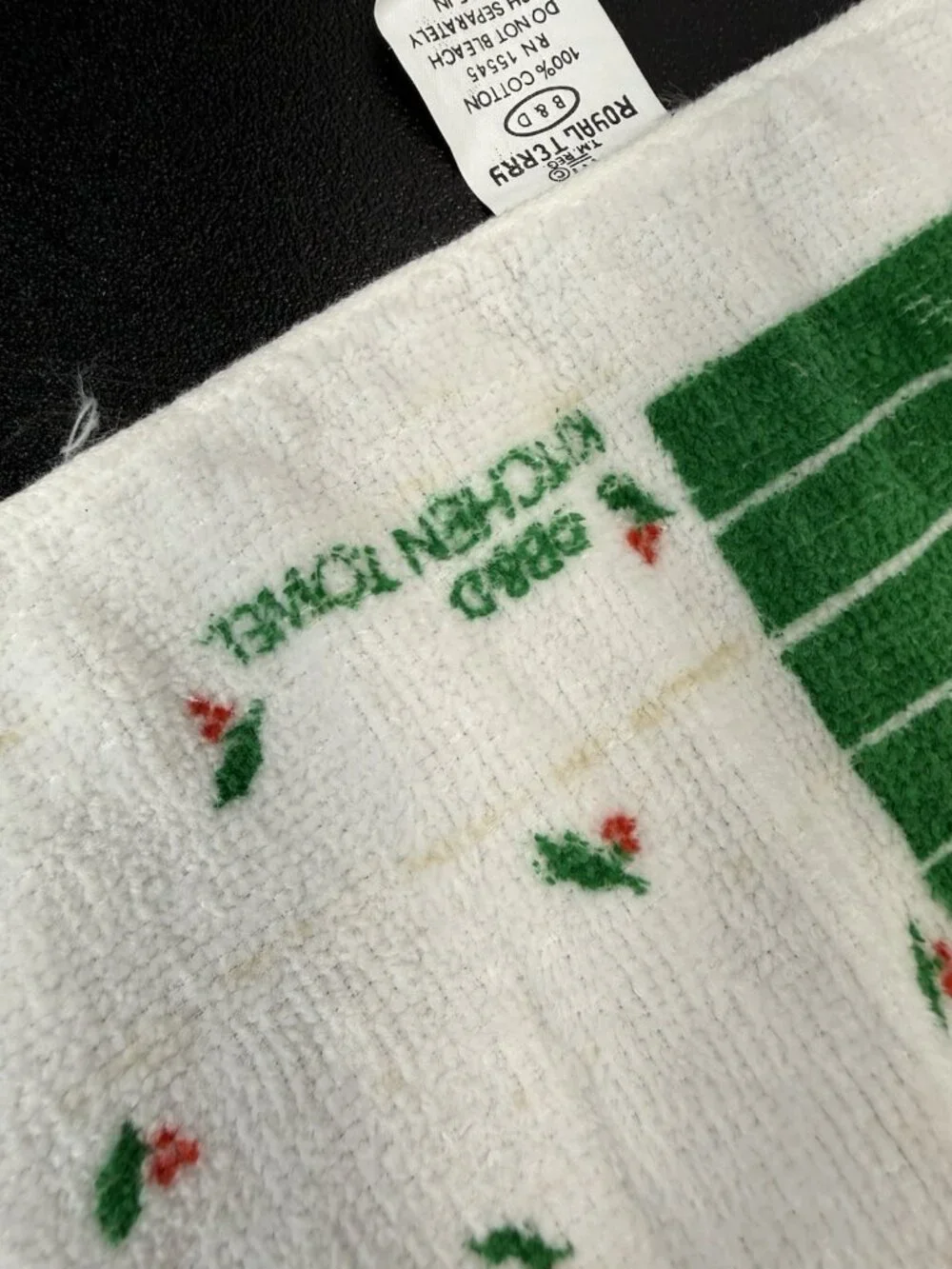 Vintage 90s B&D Royal Terry Kitchen Towel Country Christmas Goose Bunny Rabbit